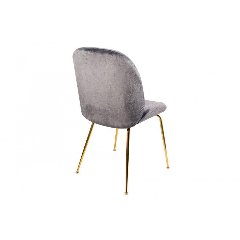 Dining chair Troja, grey, velvet, 58x46x88cm, seat height 47cm