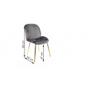 Обеденный стул Troja, серый, бархат, 58x46x88cm, высота сиденья 47cm
