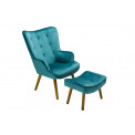 Armchair Davel and stool, blue, H98x66x75cm, seat height 45cm