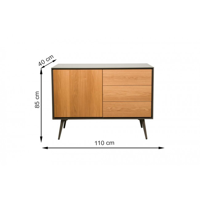 Sideboard Dallen, ash wood veneer, 110x40x85cm