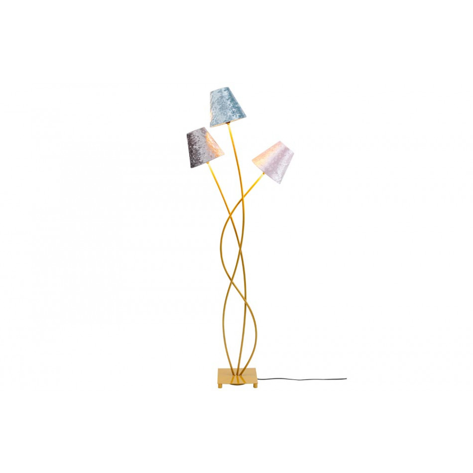 Floor lamp Flexible velvet brass tre, E14 3x40W (max), 130x47x18cm