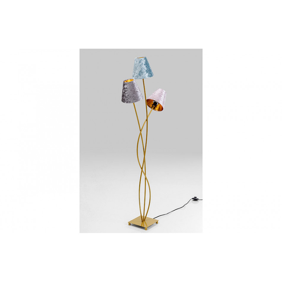 Floor lamp Flexible velvet brass tre, E14 3x40W (max), 130x47x18cm