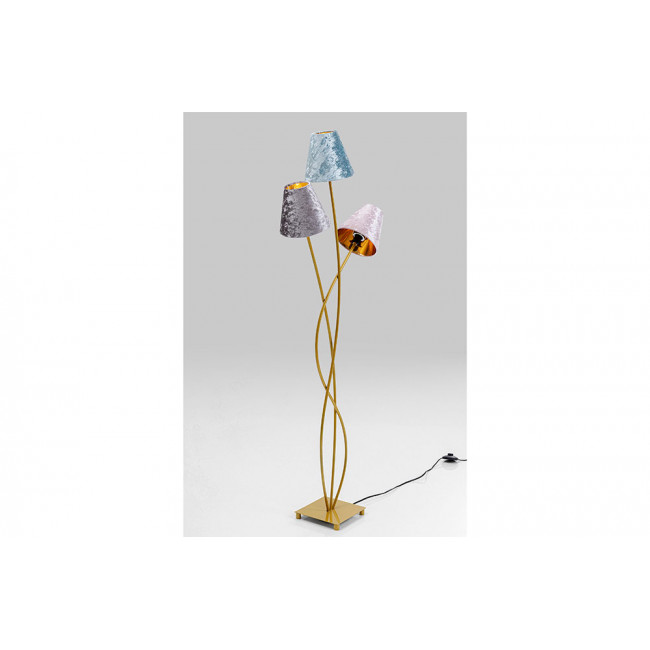 Floor lamp Flexible velvet brass tre, E14 3x40W (max), 130x47x18cm
