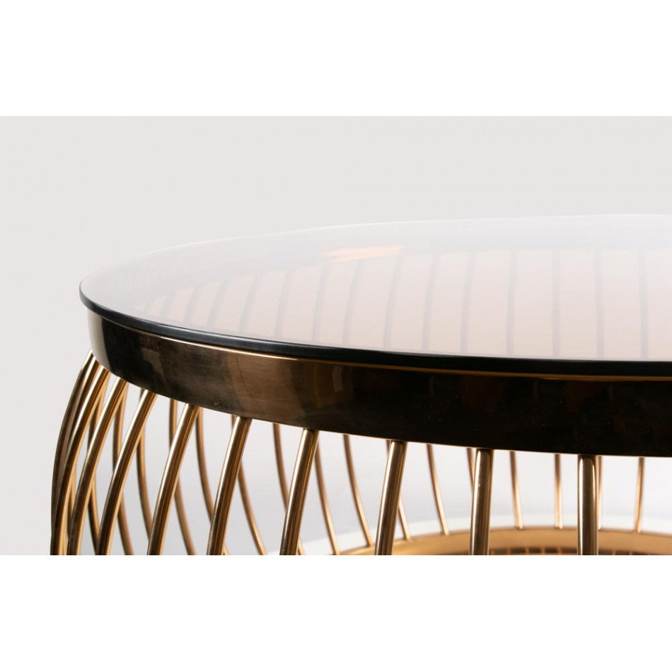 Coffee table Spezia 88x45cm, glass/metal, gold color