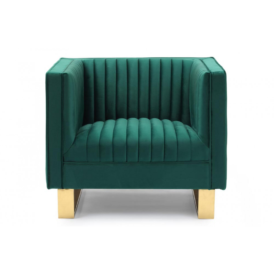 Club chair Hedon, emerald green, velvet,  H73x87x84cm seat height 44cm