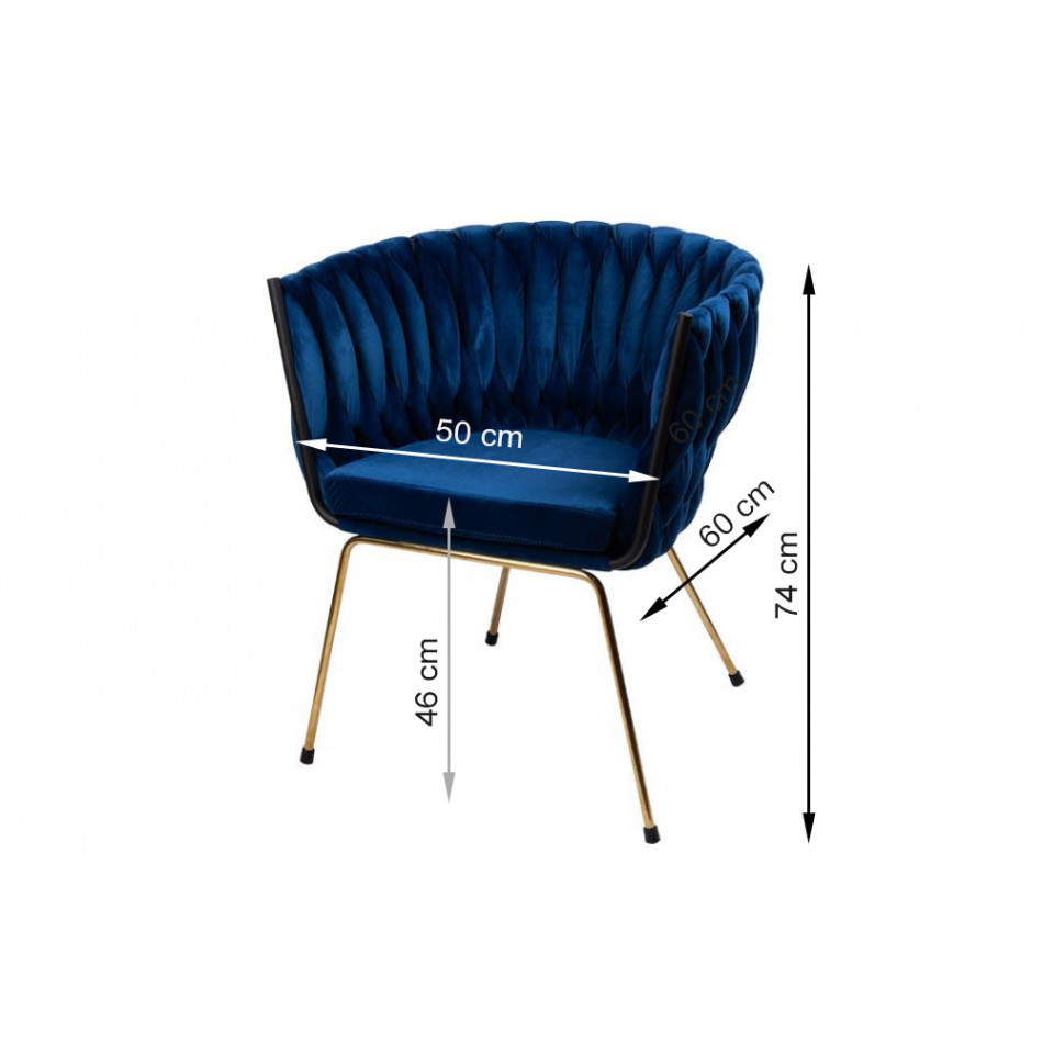 Accent chair Okene, blue 60x50x74cm, seat height 46cm