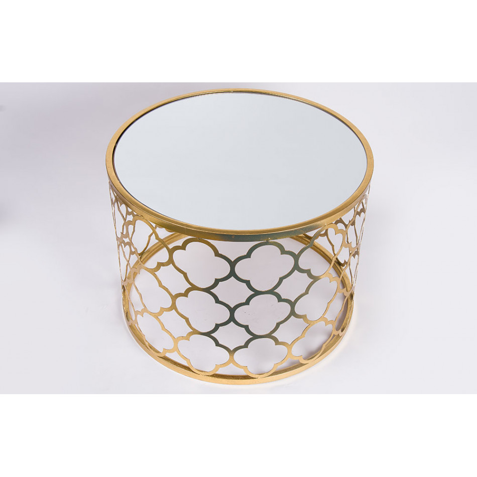 Metal table Berini M, mirror top, golden, D60x45cm