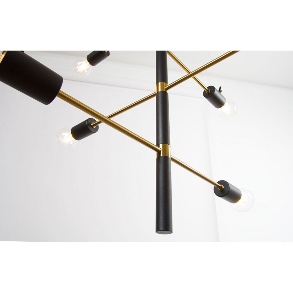 Ceiling lamp Ranta, black, H115-153cm x55cm, E27 8x60W(max)