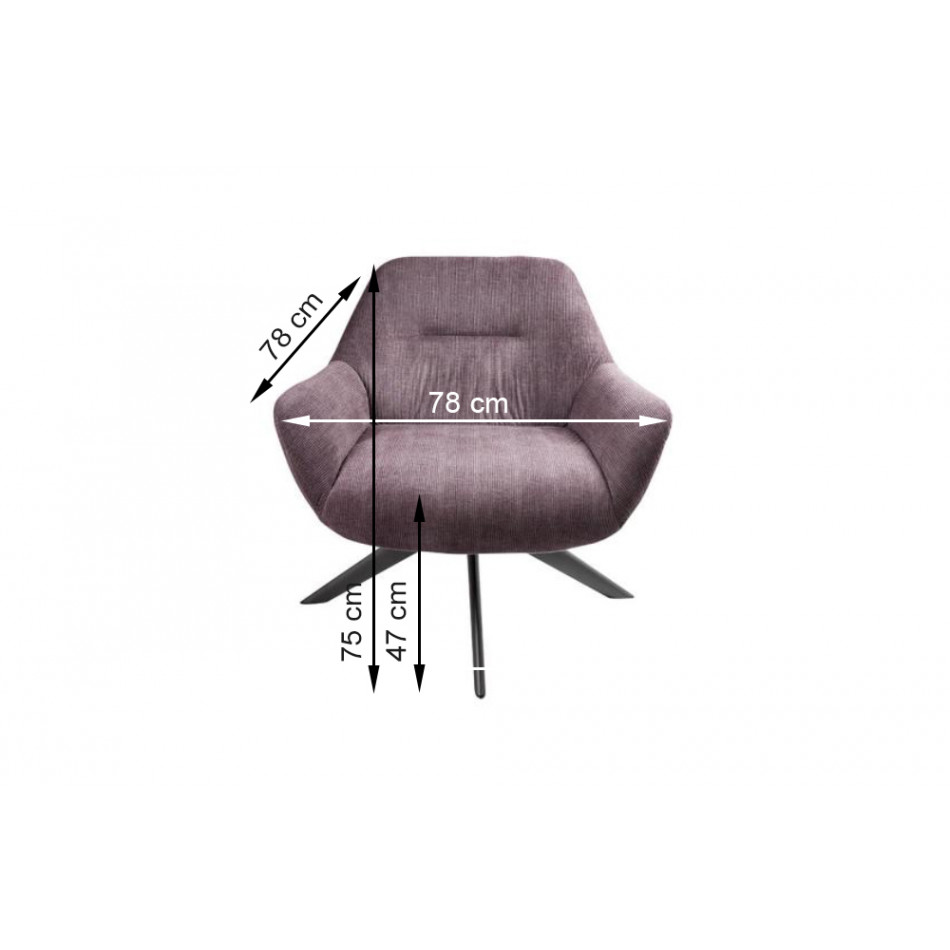 Chair Sabugo, swivel, taupe, 78x75x78cm, seat height 47cm