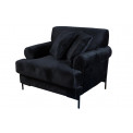 Armchair Amanda, black, velvet, 90x75x80cm, seat height 42cm