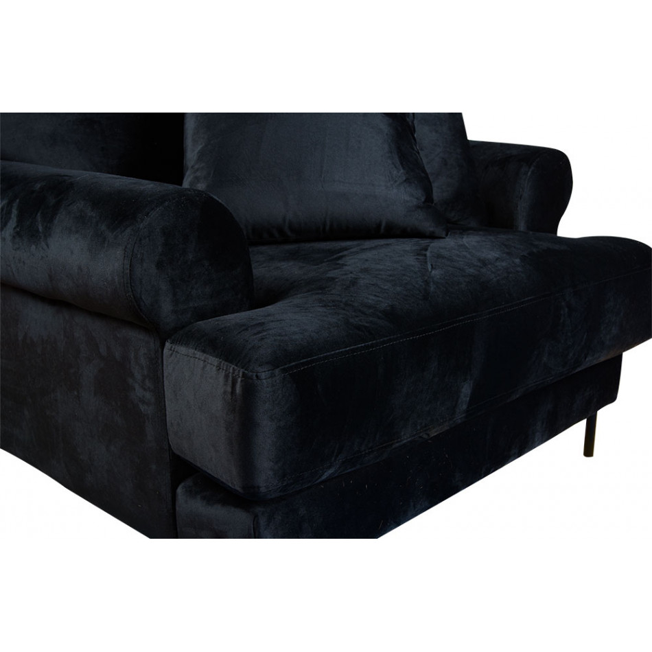Armchair Amanda, black, velvet, 90x75x80cm, seat height 42cm