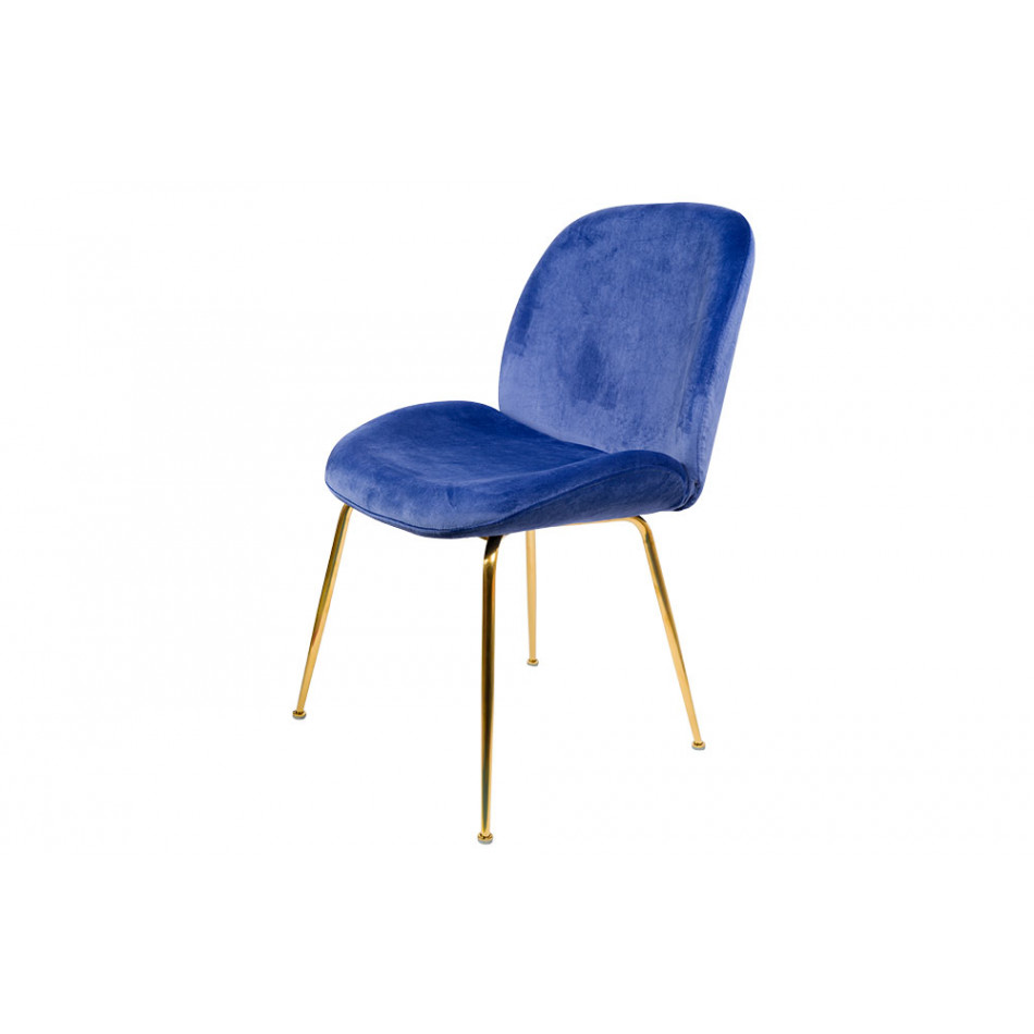 Обеденный стул Troja, синий, бархат, 58x46x88cm,  высота сиденья 47cm