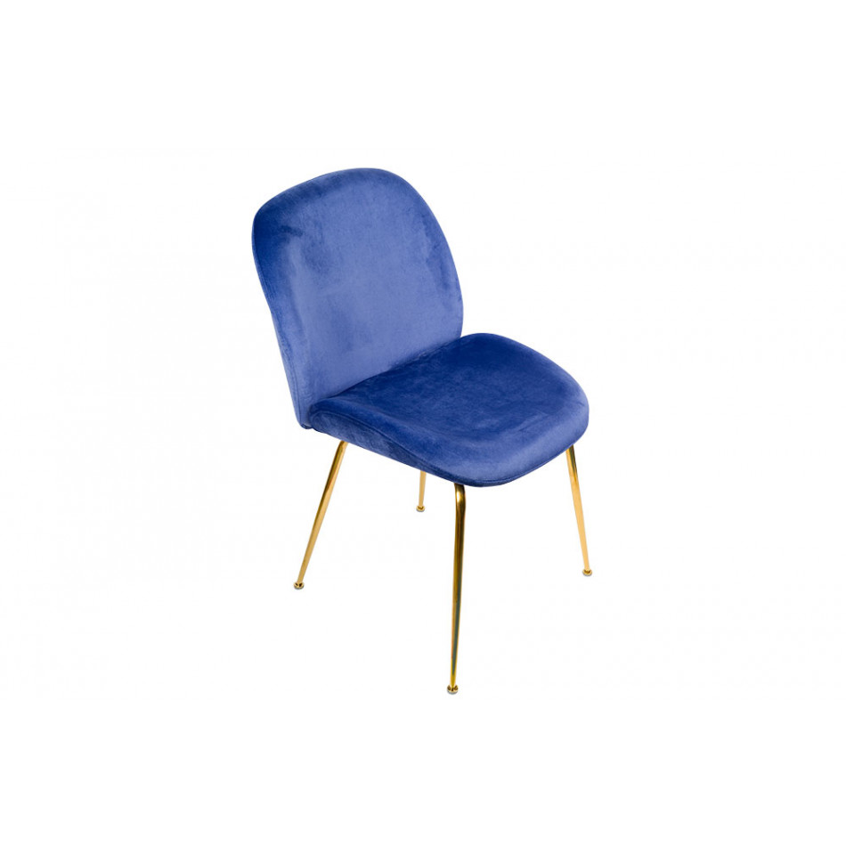 Dining chair Troja, blue, velvet, 58x46x88cm, seat height 47cm