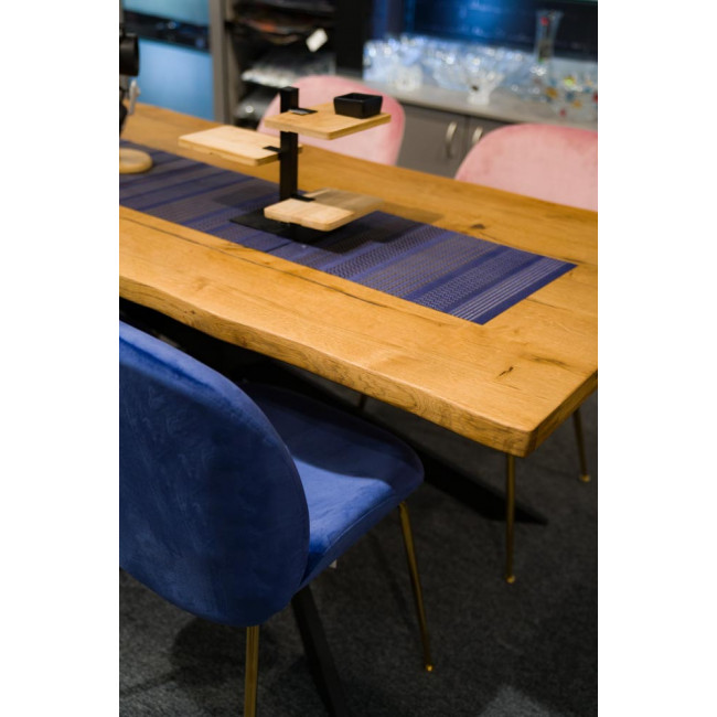 Dining chair Troja, blue, velvet, 58x46x88cm, seat height 47cm