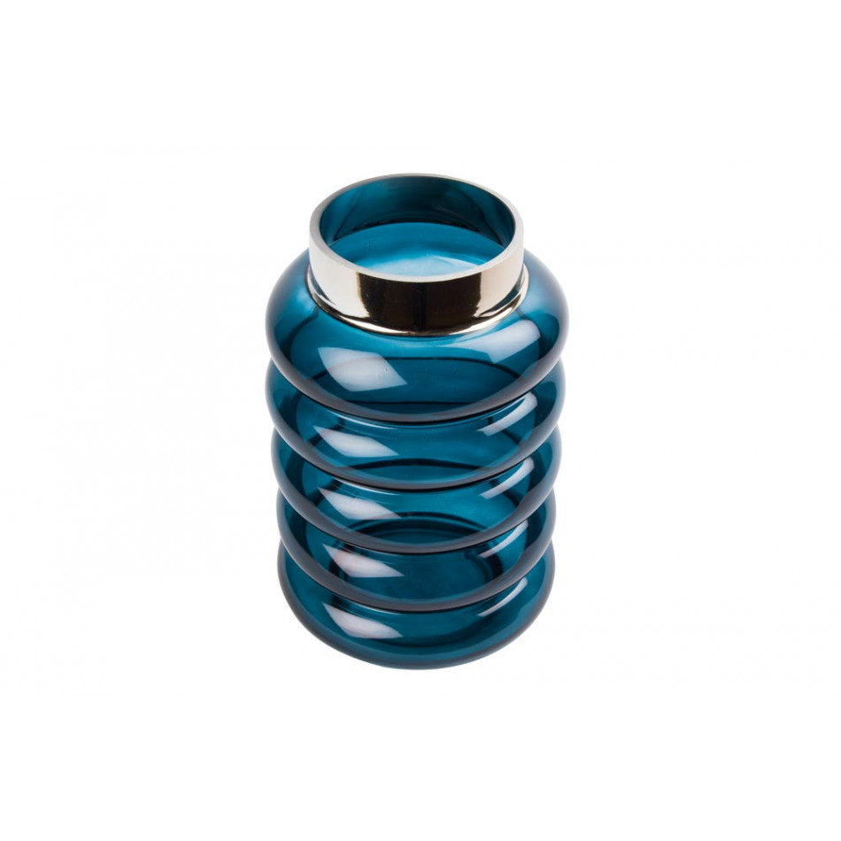 Vase/lantern Vasto, blue/silver, H24  D15cm