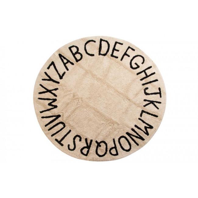 Round ABC Rug vintage natural/black, D-150cm 