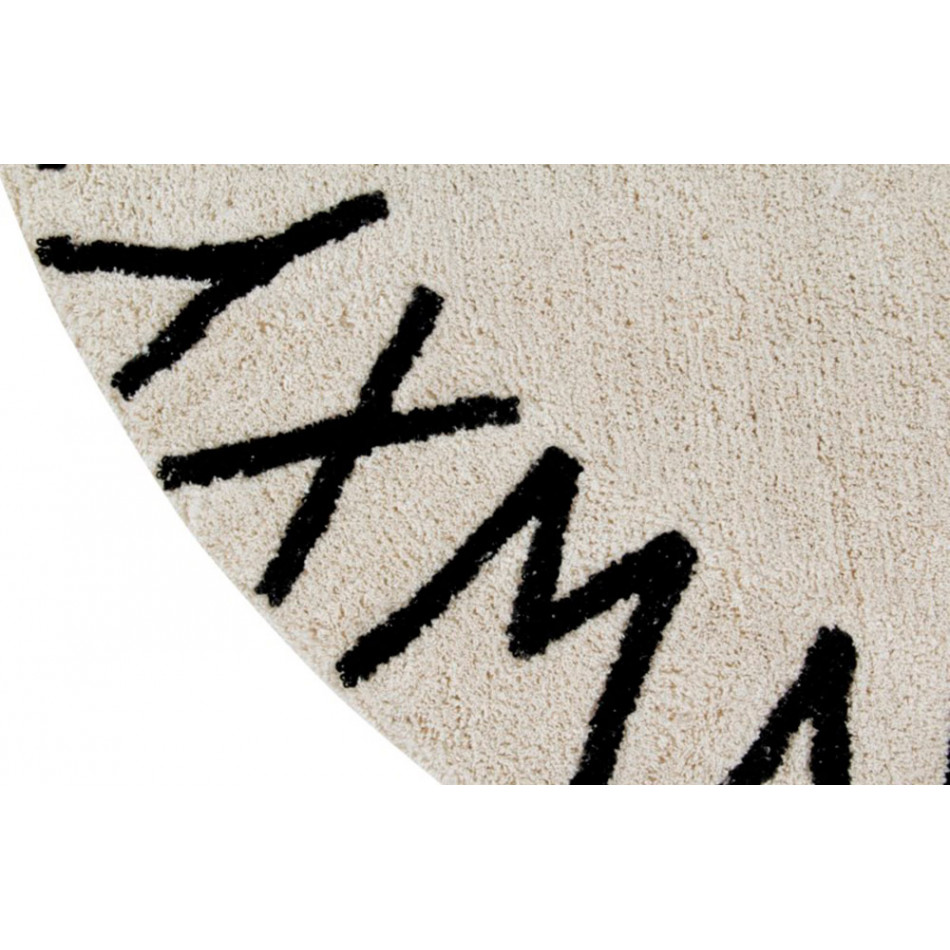Round ABC Rug vintage natural/black, D-150cm 