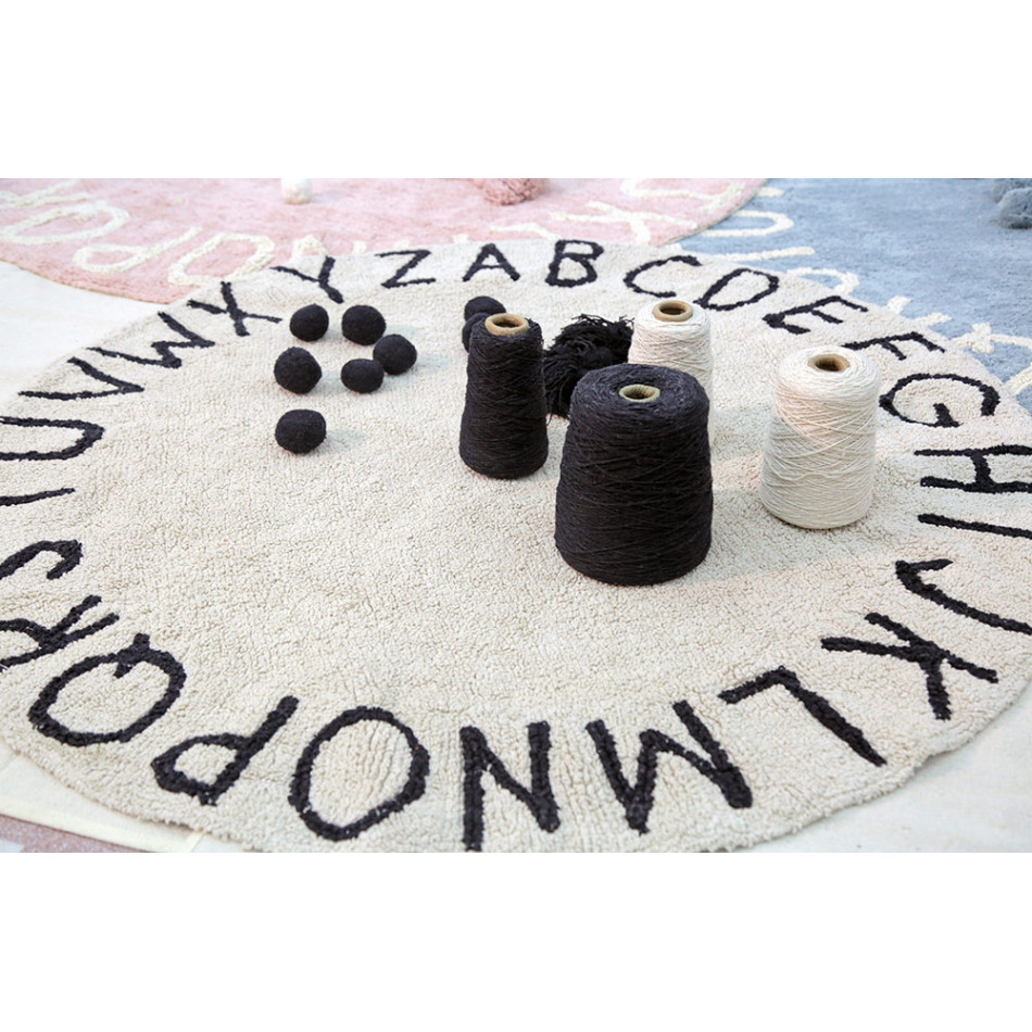 Round ABC Rug vintage natural/black, D-150cm 