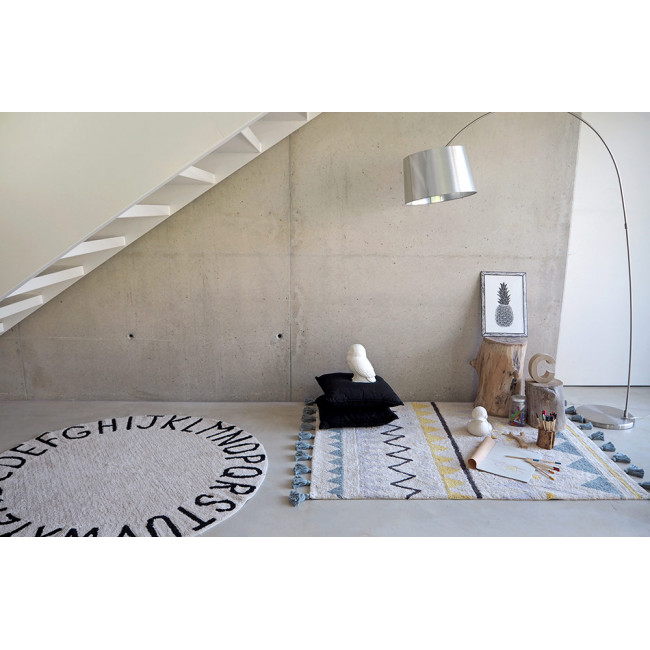 Round ABC Rug vintage natural/black, D-150cm 