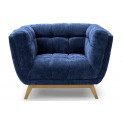 Club chair Haris, blue, velvet, 110x89x74cm, seat height 43cm