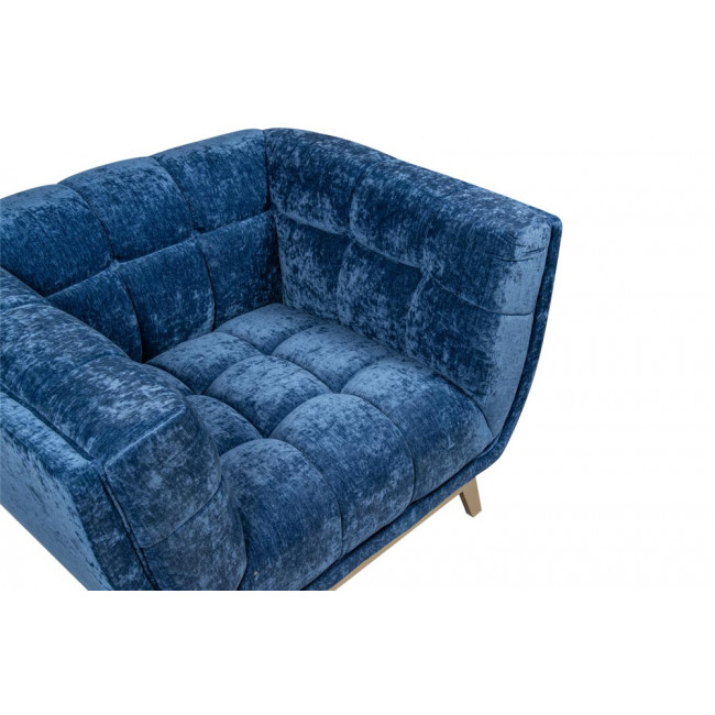 Club chair Haris, blue, velvet, 110x89x74cm, seat height 43cm