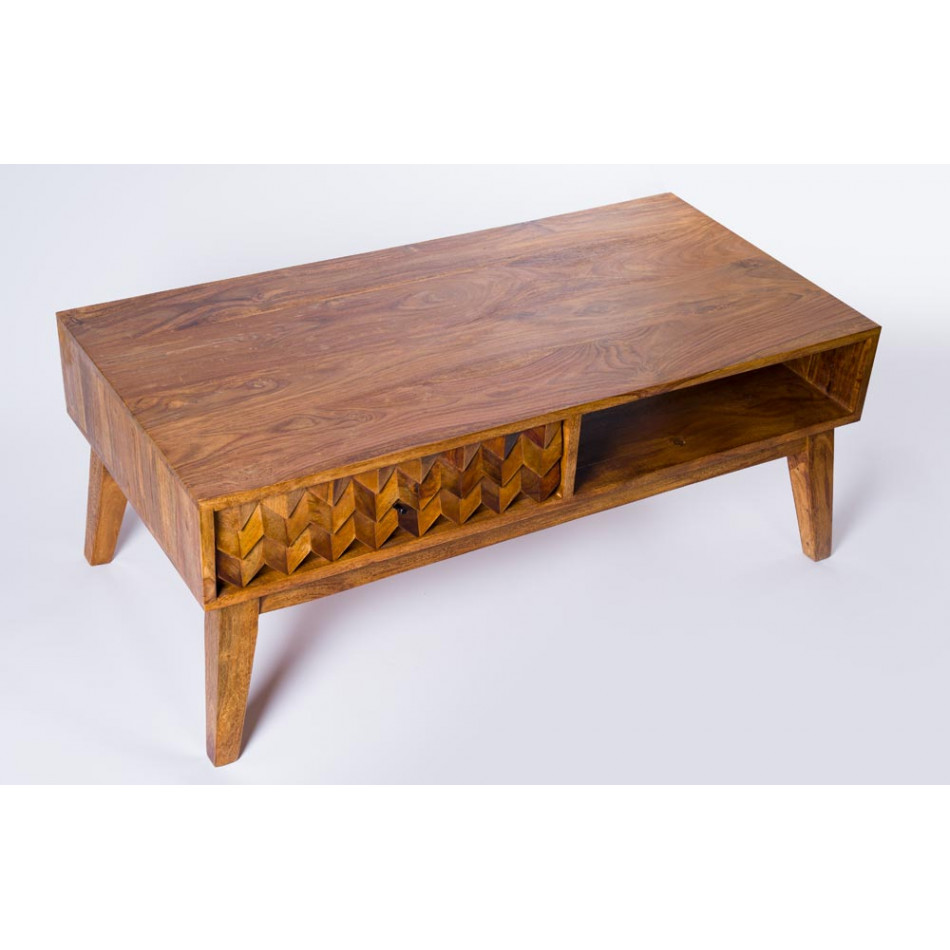 Coffee table with a drawer Satara, Sheesham wooden, 100x50x40cm 