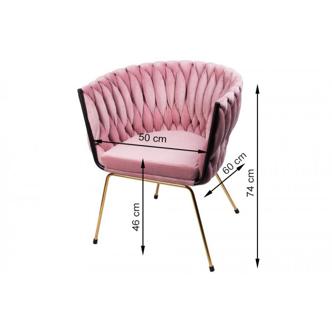 Accent chair Okene, pink, 60x50x74cm, seat height 46cm