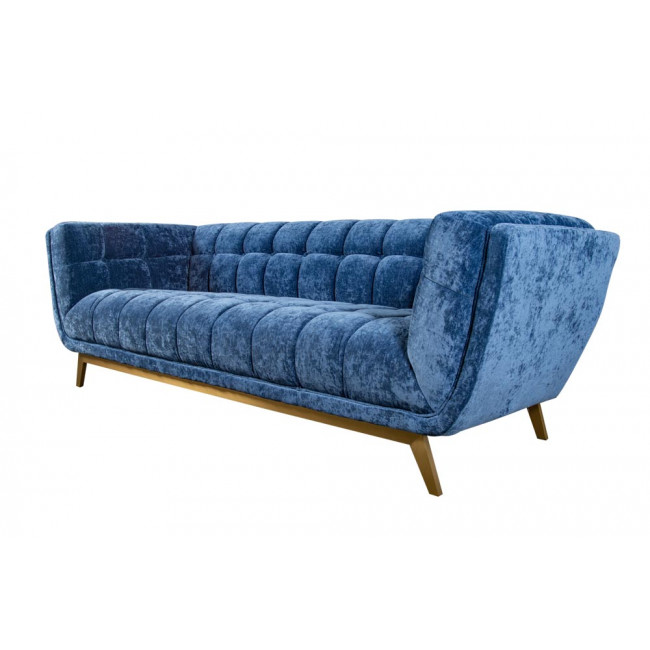 Sofa Haris, 3-seat, blue, velvet, 218x89x74cm, seat height 43cm