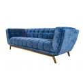 Sofa Haris, 3-seat, blue, velvet, 218x89x74cm, seat height 43cm