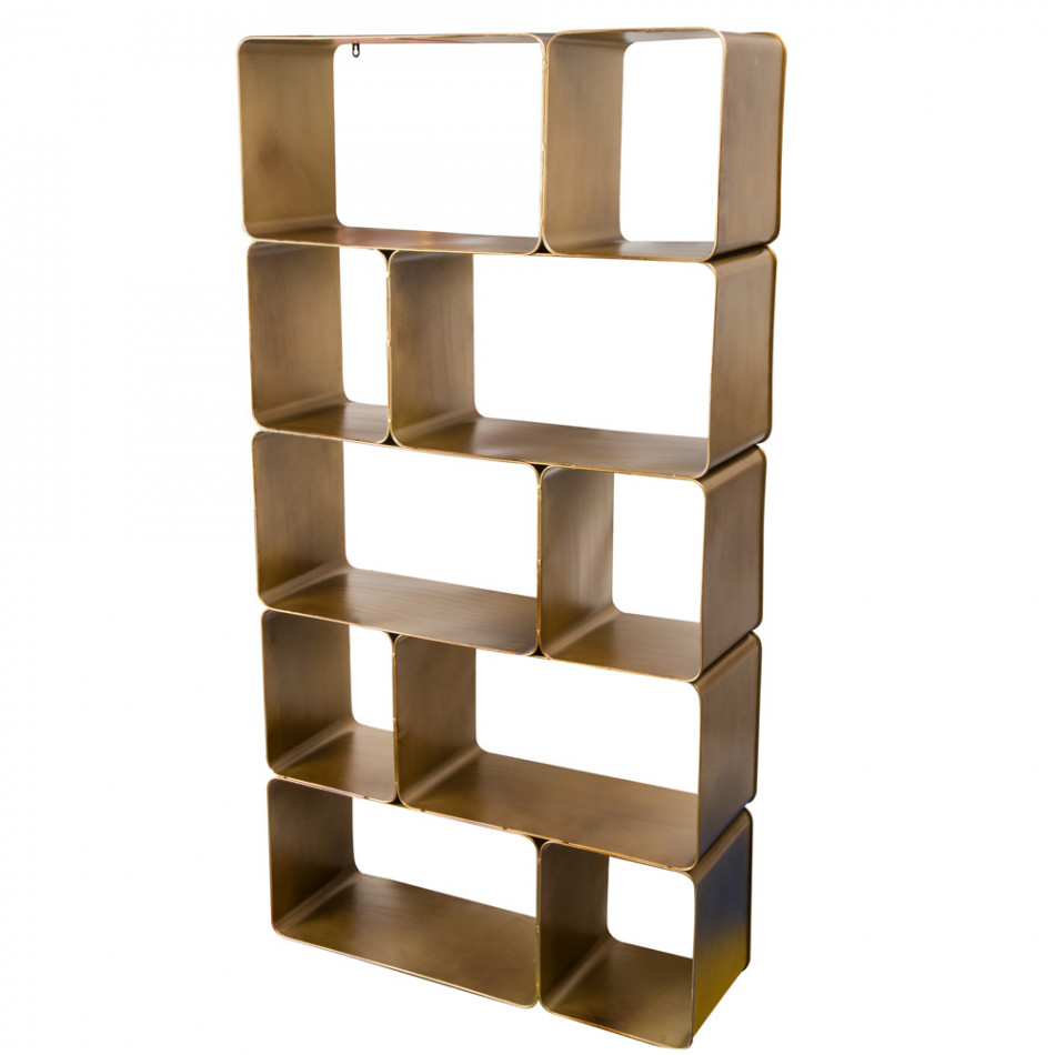 Metal shelf Belingen, golden/black, 175x30x90cm