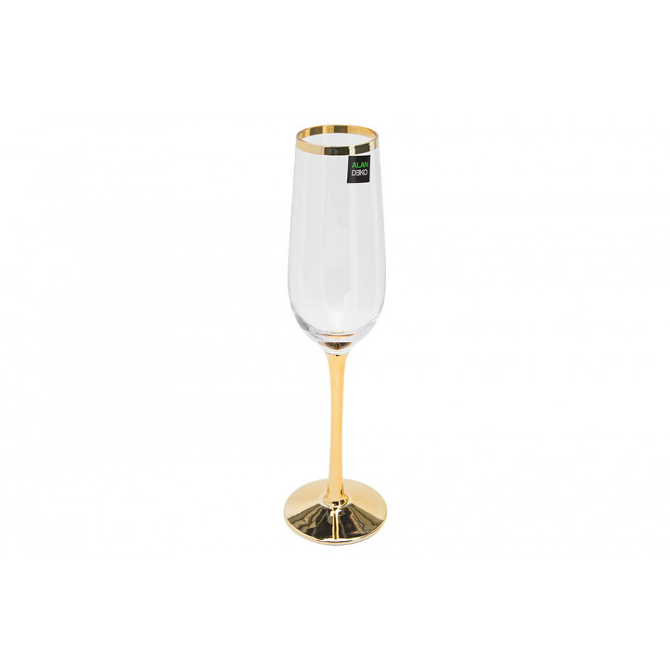 Champagne glass Sanremo gold,  H26.5,  D4.7 220ml