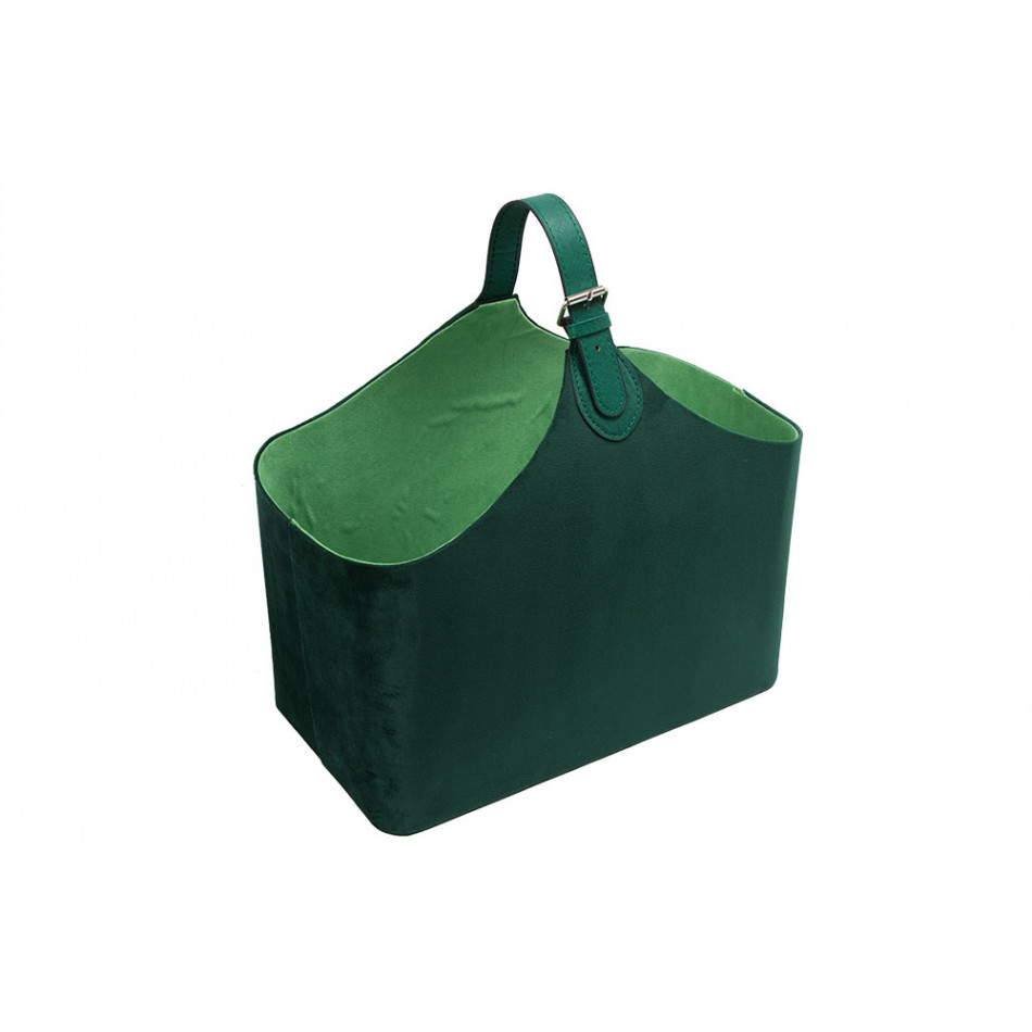 Magazine bag Trianda L, green velvet, 40x24x34cm
