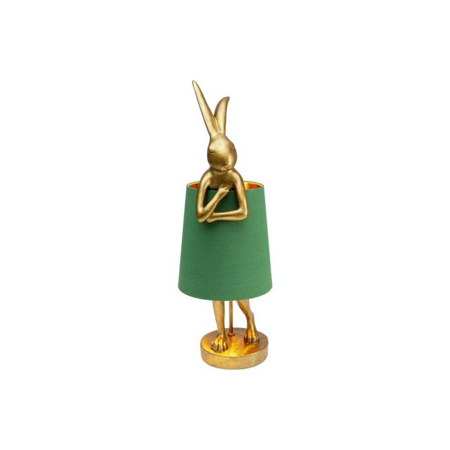 Table lamp Rabbit, golden/green, E14 5W, 68x23x26cm