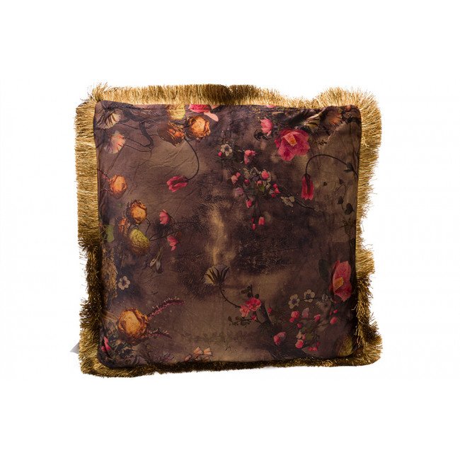 Cushion Flowers, velvet, brown, 45x45cm