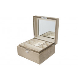 Jewellery box Tramma, taupe velvet, 23.5x21x12cm