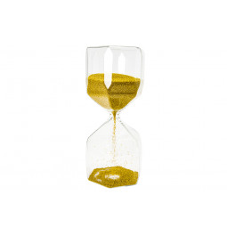 Hourglass Hexa,transparent/golden sand, H16cm