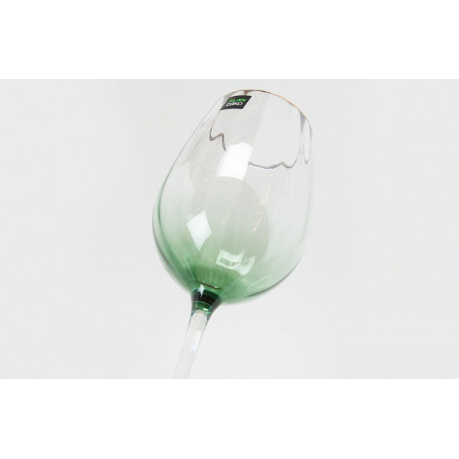Red wine glass Saluzo green, H24.5cm D6cm