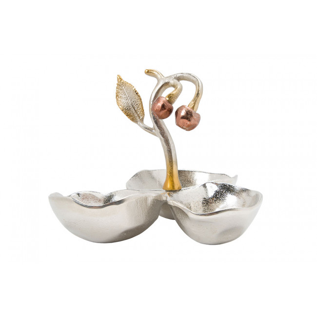 Decorative Triple nut dish, gold/bronze, 26x21x24cm
