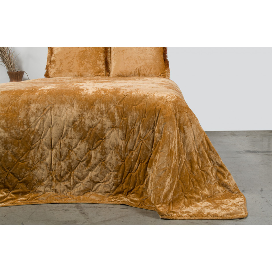 Bed cover Shelly 20, gold velvet, 220x240cm