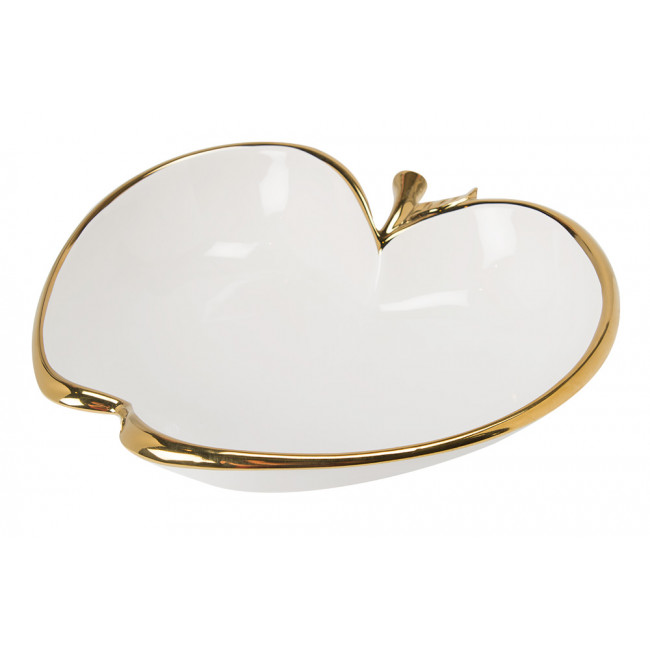 Decorative bowl White apple, white/gold, 31x26.5x7cm