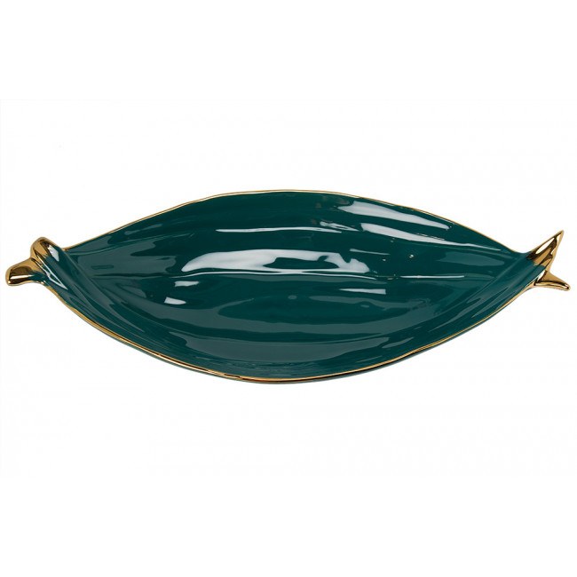Decorative bowl Walle, green/gold, 40x17.5x7.5cm