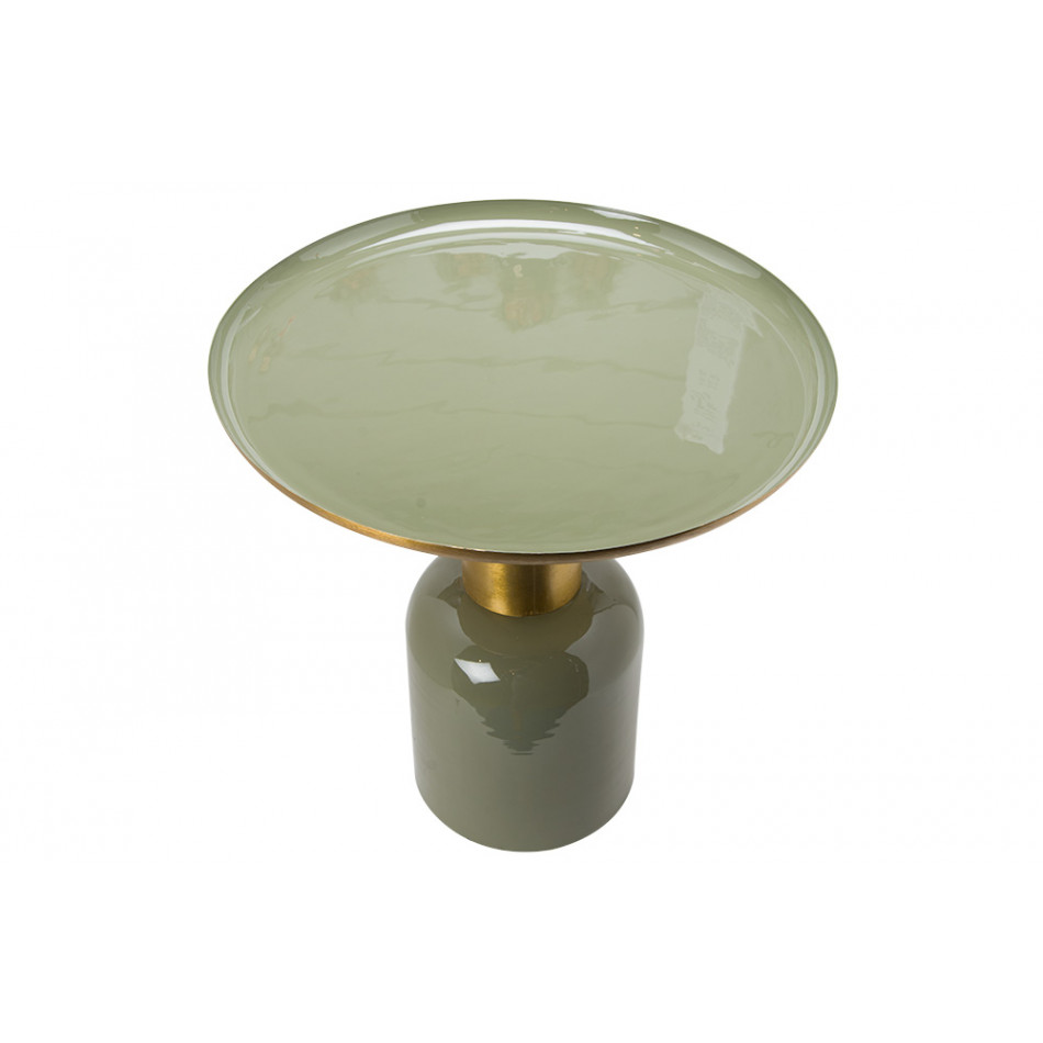 Table Linton 43823C, matt brass, green with enamel,D49xH53cm