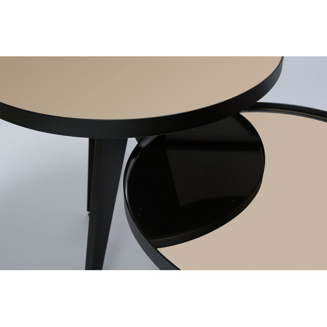 Round table set Carrero, toned glass,D40-48cm,H40.5-50.5