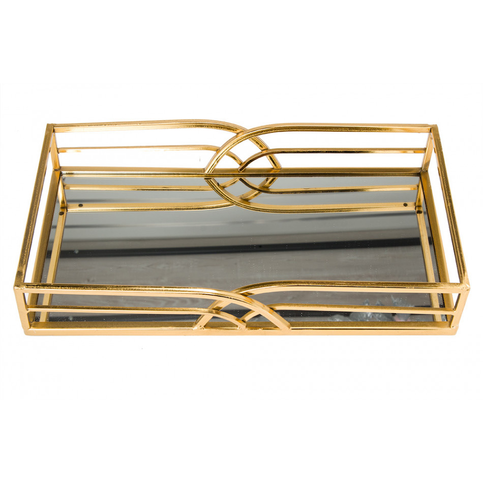 Tray with mirror Art M, golden, 6x35.5x19.5cm