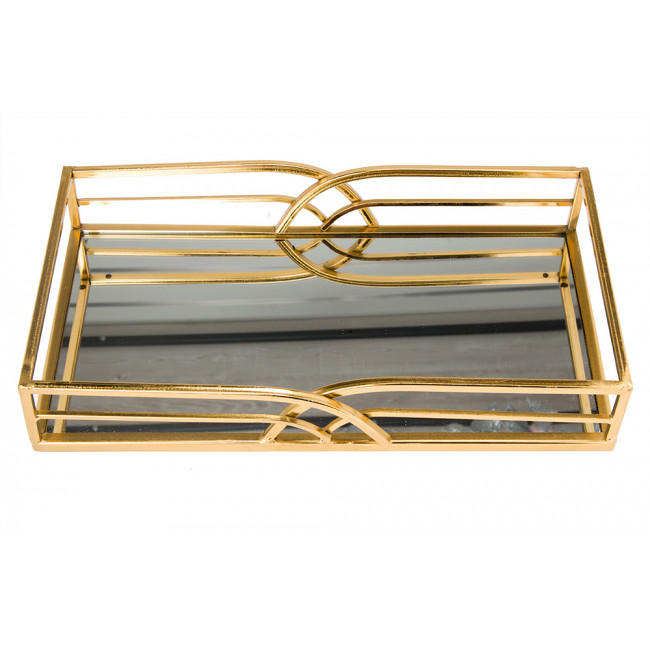 Tray with mirror Art M, golden, 6x35.5x19.5cm