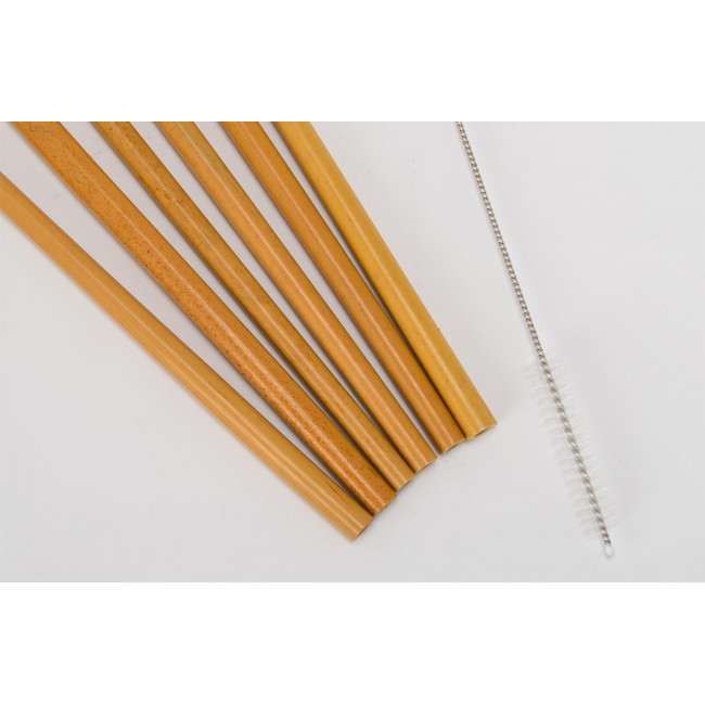 Bamboo straws with 2 accessories, L 22cm
