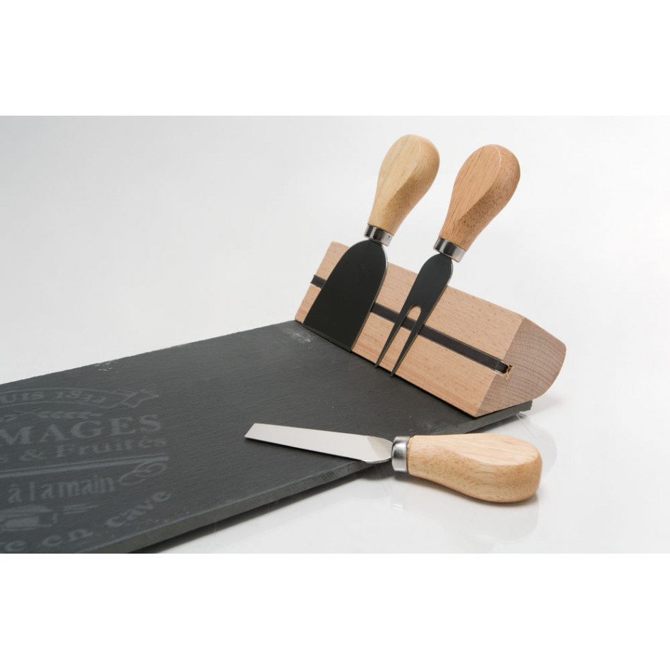 Cheese set with 3 knives, 30x15.5x12cm