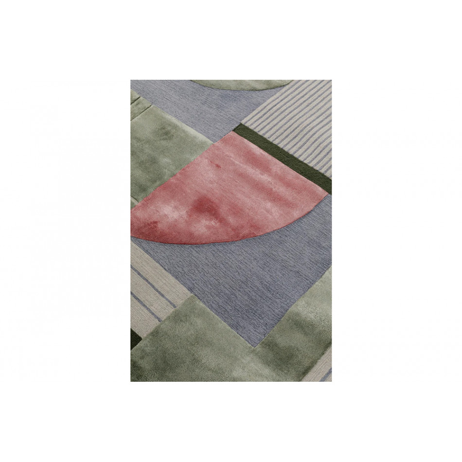 Carpet Cubic, green/rose, 170x240cm