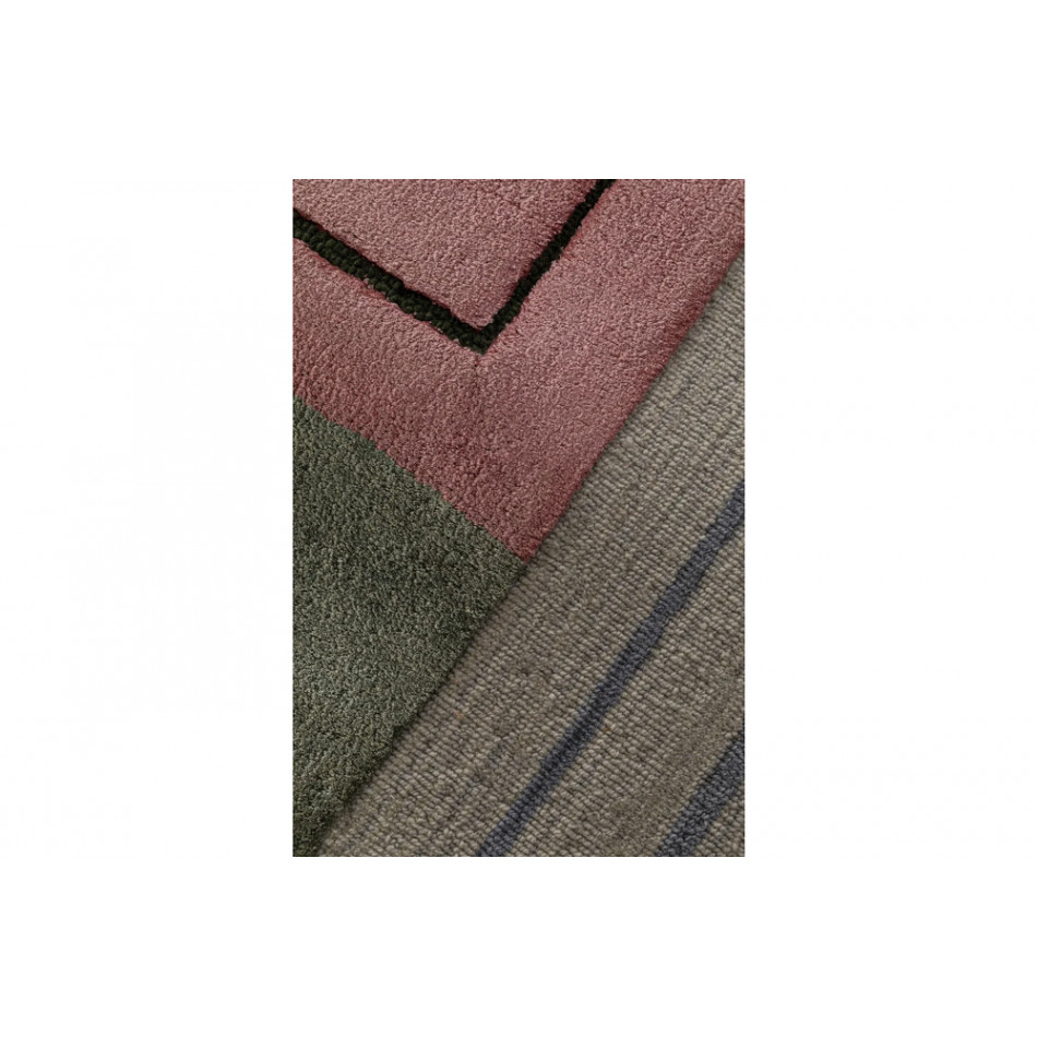 Carpet Cubic, green/rose, 170x240cm