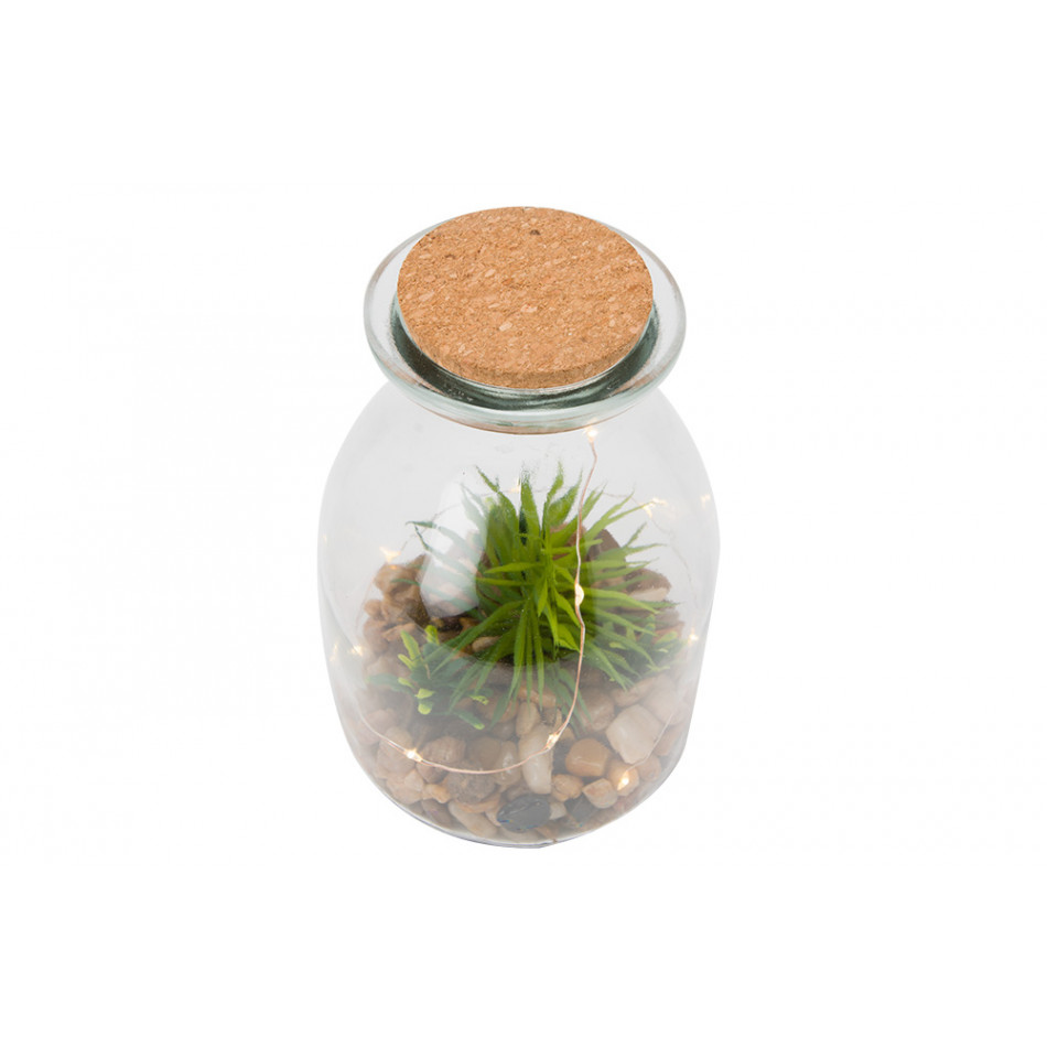 Jar with plant and LED, 12x18cm